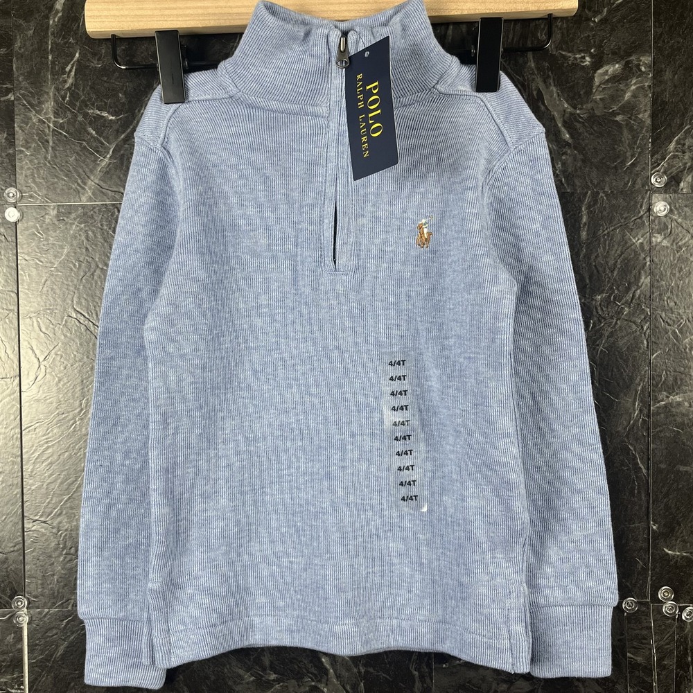 Polo Ralph Lauren Boy's Blue Quarter Zip Fleece Sweatshirt 4T Years -New